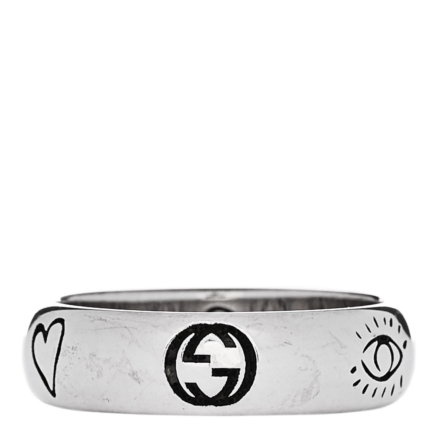 Gucci Sterling Silver Blind for Love Band Ring 49 4.75 3 of 6