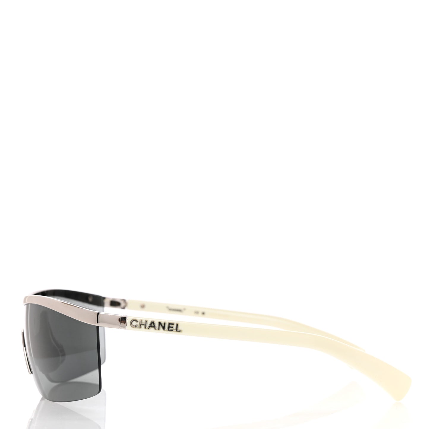 Acetate Shield Sunglasses 71474 Silver White