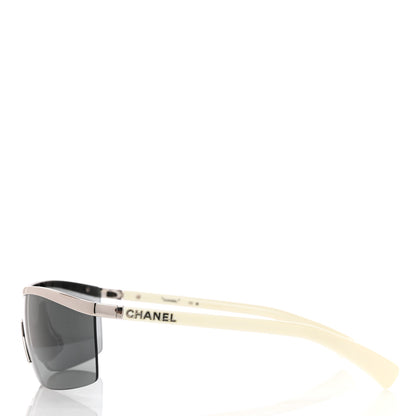 Chanel Acetate Shield Sunglasses 71474 Silver White 3 of 8