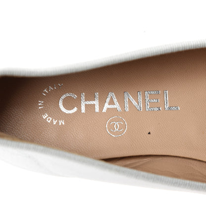 Chanel Metallic Lambskin CC Cap Toe Ballerina Flats 36.5 Silver 11 of 12