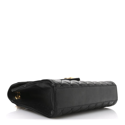 Saint Laurent Grain De Poudre Textured Mixed Matelasse Triquilt Medium Monogram Satchel Black 4 of 10