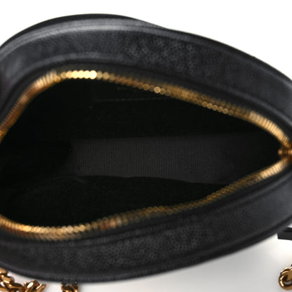 Saint Laurent Grain De Poudre Matelasse Chevron Quilted Round Vinyle Camera Bag Black 5 of 10