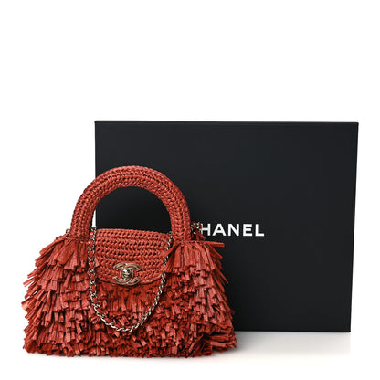 Chanel Raffia Fringe Nano Kelly Shopper Red 11 of 11