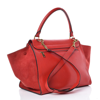 Celine Drummed Calfskin Suede Medium Trapeze Coquelicot 3 of 14