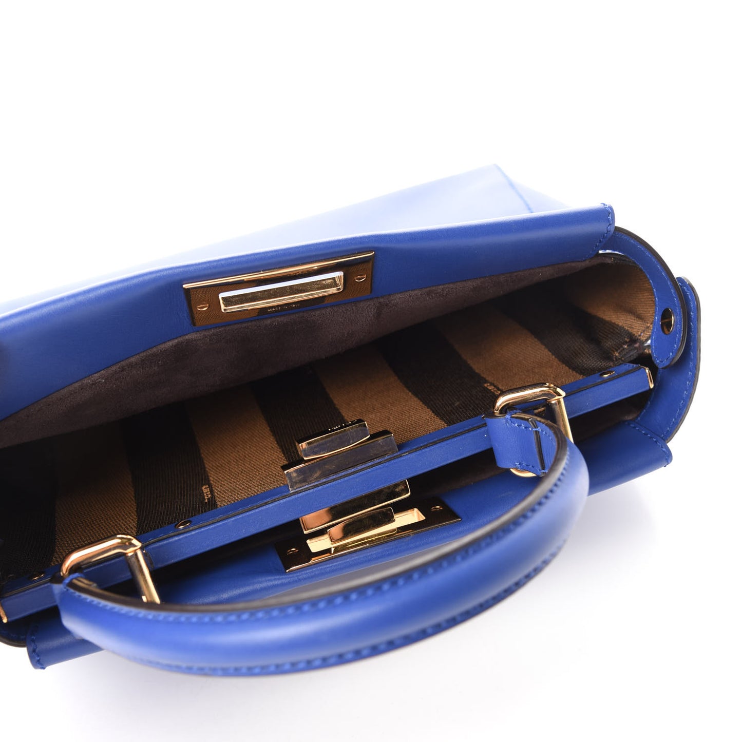 Vitello Morgan Fabric Jacquard Pequin Medium Peekaboo Iconic Satchel Blue Neon Tobacco