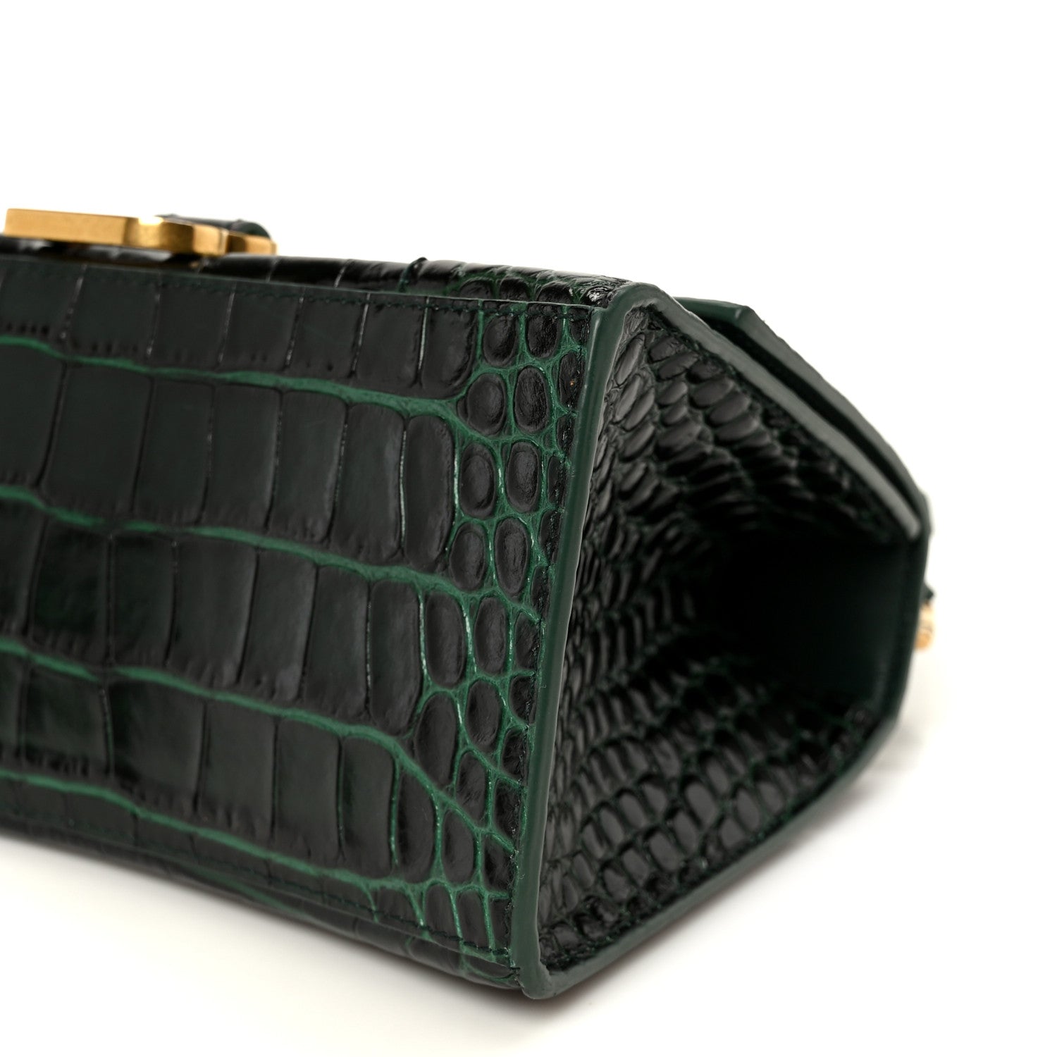 Balenciaga Shiny Calfskin Crocodile Embossed Small Hourglass Top Handle Bag Forest Green 11 of 11
