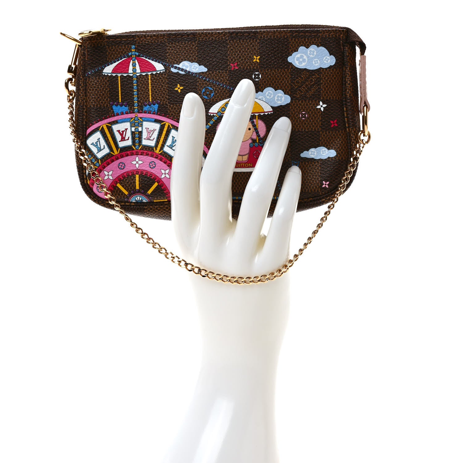 Louis Vuitton Damier Ebene 2020 Christmas Animation Big Wheel Mini Pochette Accessories Rose Ballerine 2 of 6