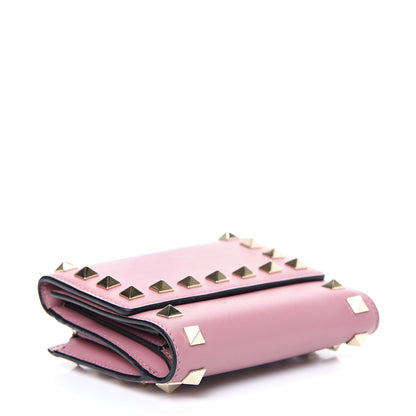 Valentino Garavani Calfskin Bi-Fold Rockstud Wallet Antique Rose 3 of 10