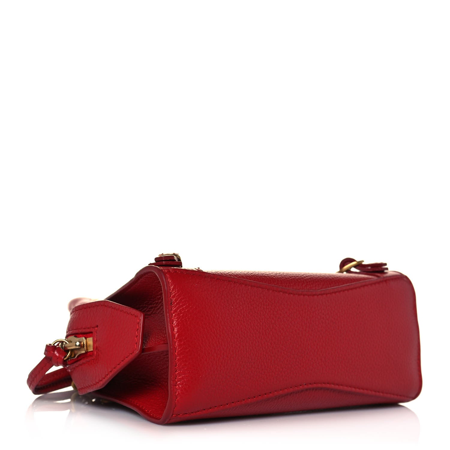 Balenciaga Grained Calfskin Neo Classic Gold Hardware Nano City Crossbody Medium Red 3 of 15