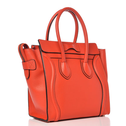 Celine Drummed Calfskin Micro Luggage Vermillion 3 of 9