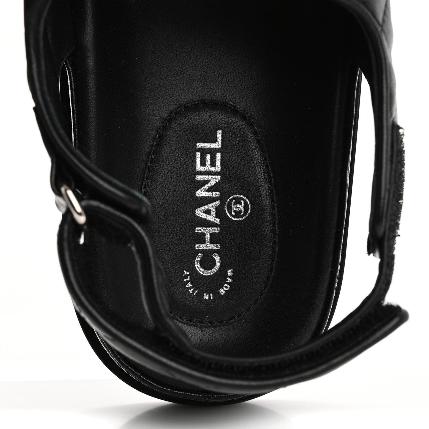 Lambskin Quilted Velcro Dad Sandals 39 So Black