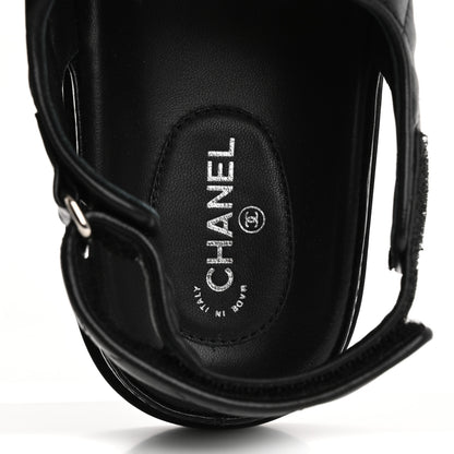 Chanel Lambskin Quilted Velcro Dad Sandals 39 So Black 6 of 9