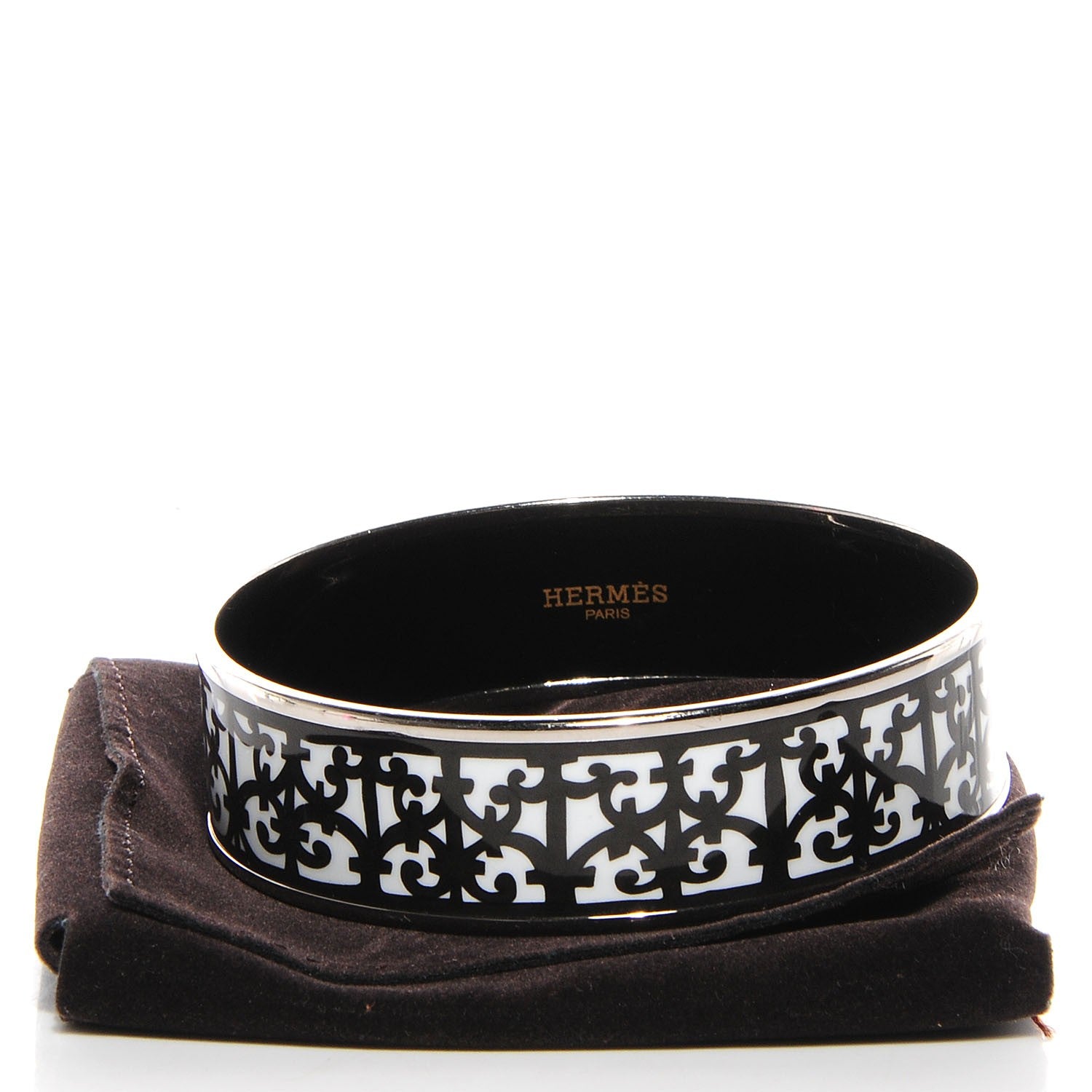 Hermes Enamel Printed Wide Balcons du Guadalquivir Bracelet 70 Black 5 of 5