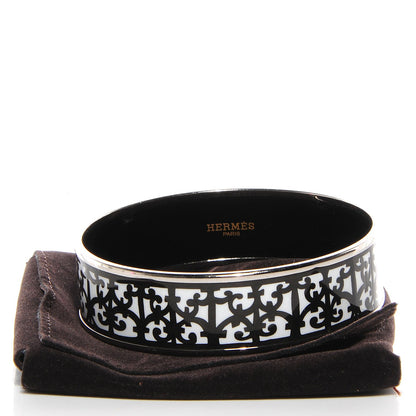 Hermes Enamel Printed Wide Balcons du Guadalquivir Bracelet 70 Black 5 of 5