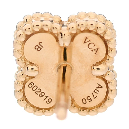 Van Cleef & Arpels 18K Yellow Gold Mother of Pearl Sweet Alhambra Earrings 4 of 7