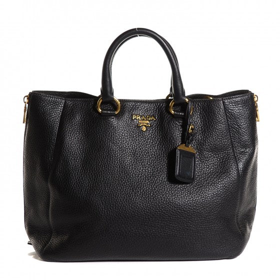 Prada Vitello Daino Expandable Zip Tote Nero Black 1 of 18
