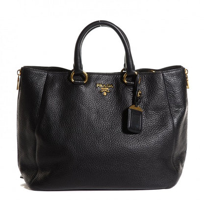 Prada Vitello Daino Expandable Zip Tote Nero Black 1 of 18