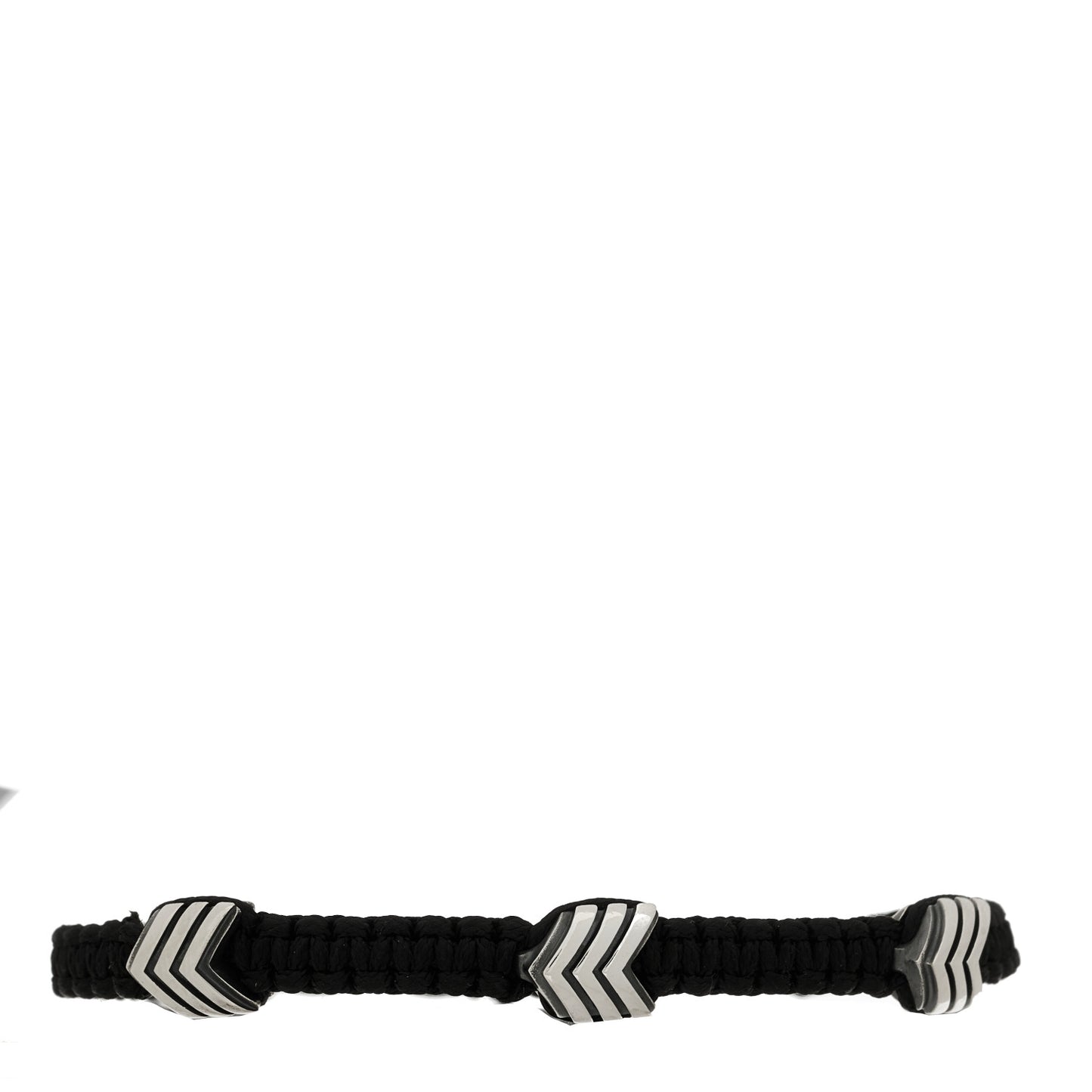 Sterling Silver Nylon Chevron Bracelet Black
