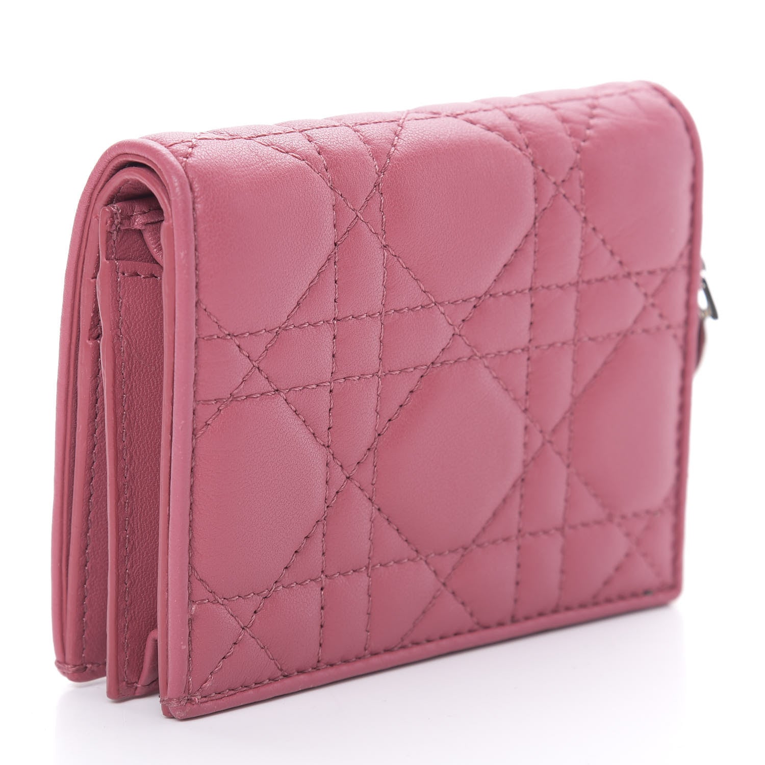 Christian Dior Lambskin Cannage Mini Lady Dior Wallet Pink 3 of 8