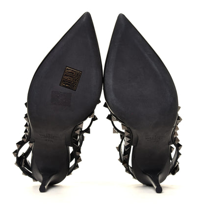 Valentino Garavani Calfskin Nappa Rockstud Ankle Strap 100mm Pumps 37.5 Black 6 of 6
