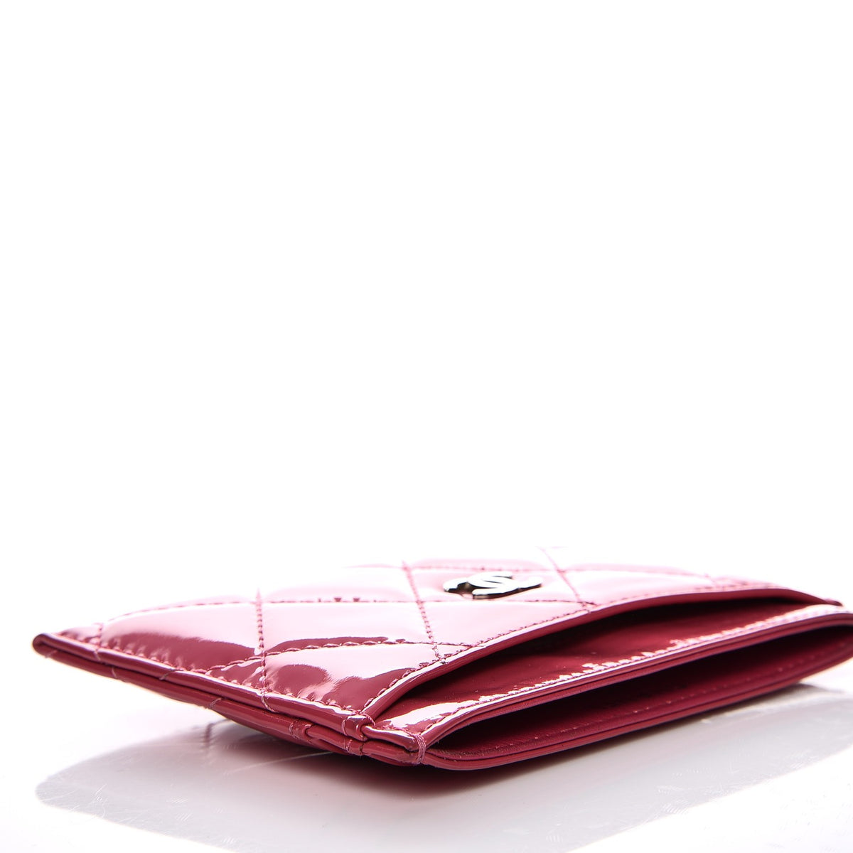 Patent Quilted Card Holder Fuchsia