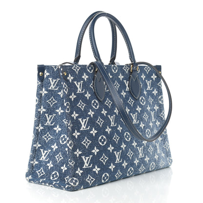 Louis Vuitton Monogram Jacquard Denim Onthego MM Bleu 3 of 10