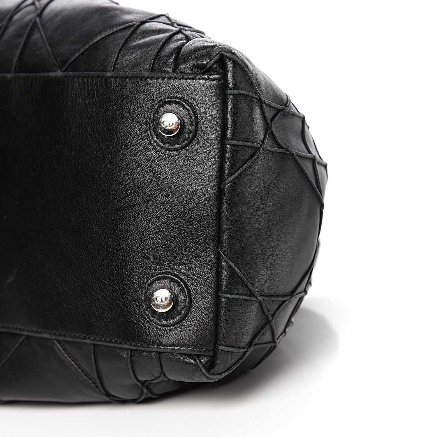 Christian Dior Lambskin Cannage Drawstring Bag Black 8 of 11
