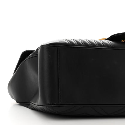 Gucci Calfskin Matelasse Maxi GG Marmont Top Handle Shoulder Bag Black 9 of 11