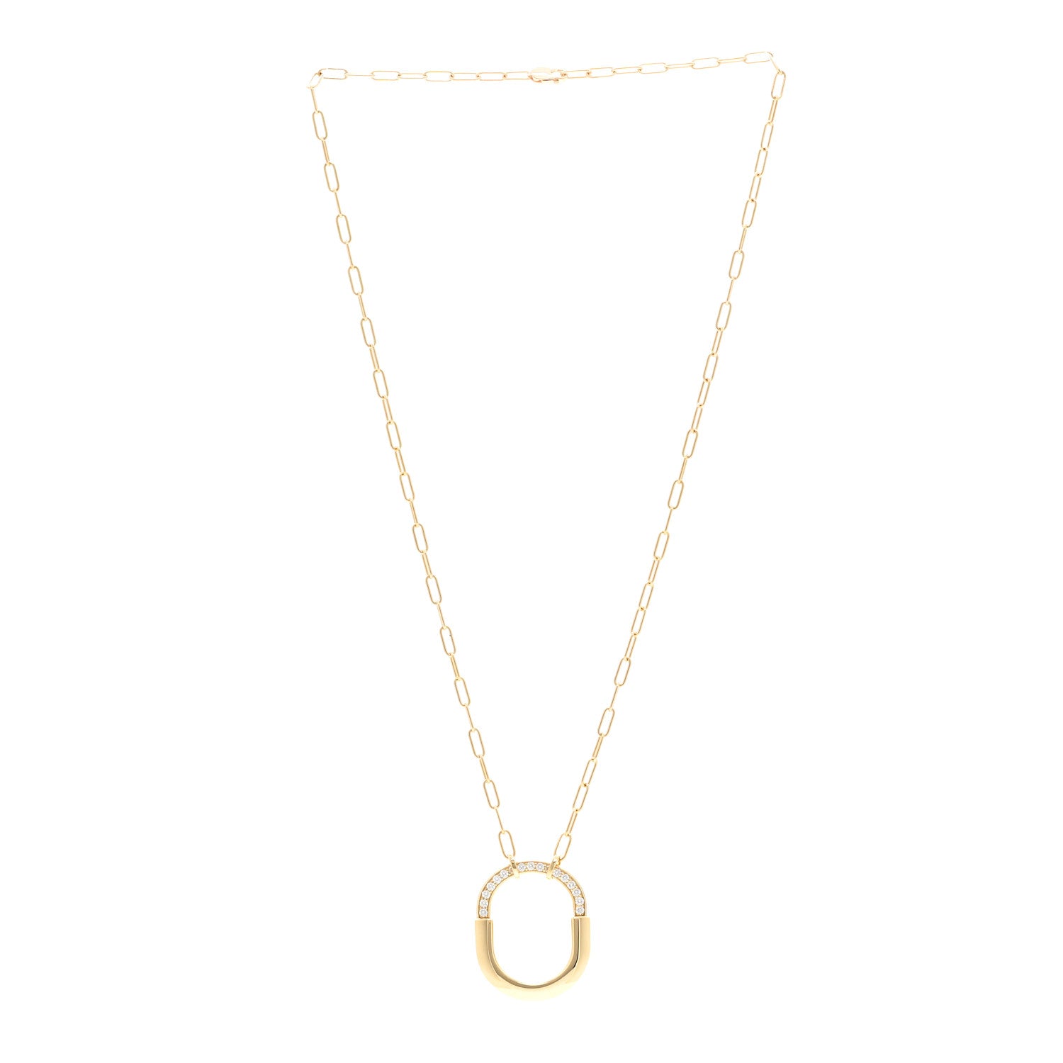 Tiffany 18K Yellow Gold Diamond Medium Lock Pendant Necklace 3 of 6