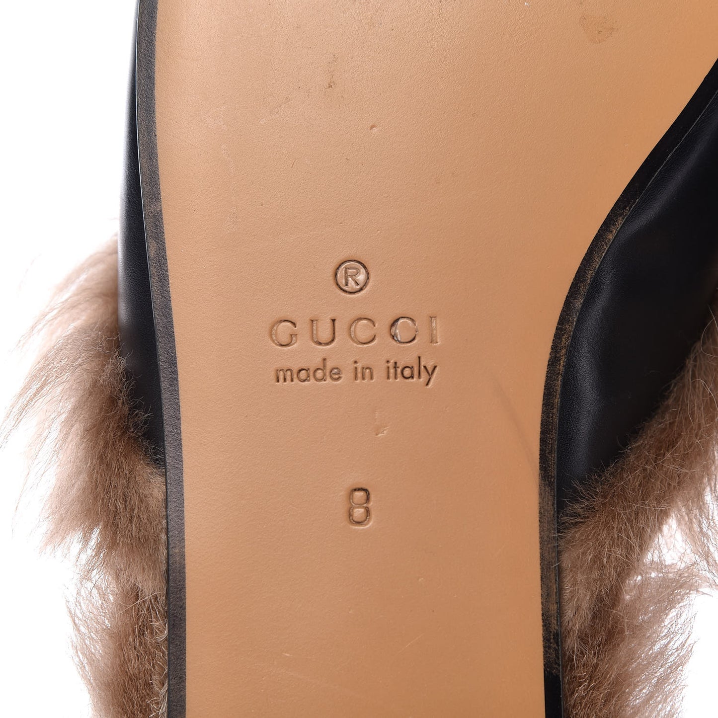 Calfskin Fur Mens Princetown Slippers 8 Black