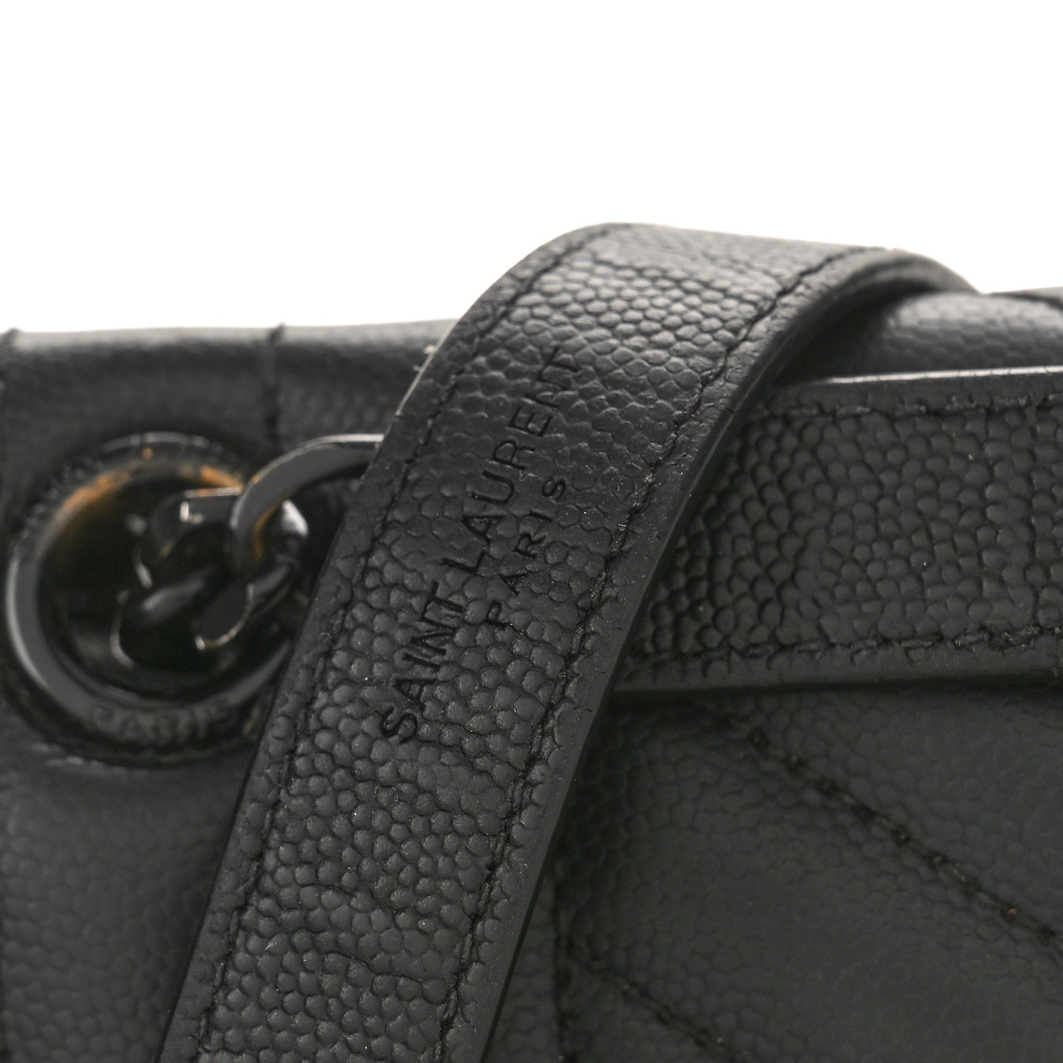 Saint Laurent Grain De Poudre Textured Mixed Matelasse Large Triquilt Monogram Monochrome Satchel Black 11 of 15