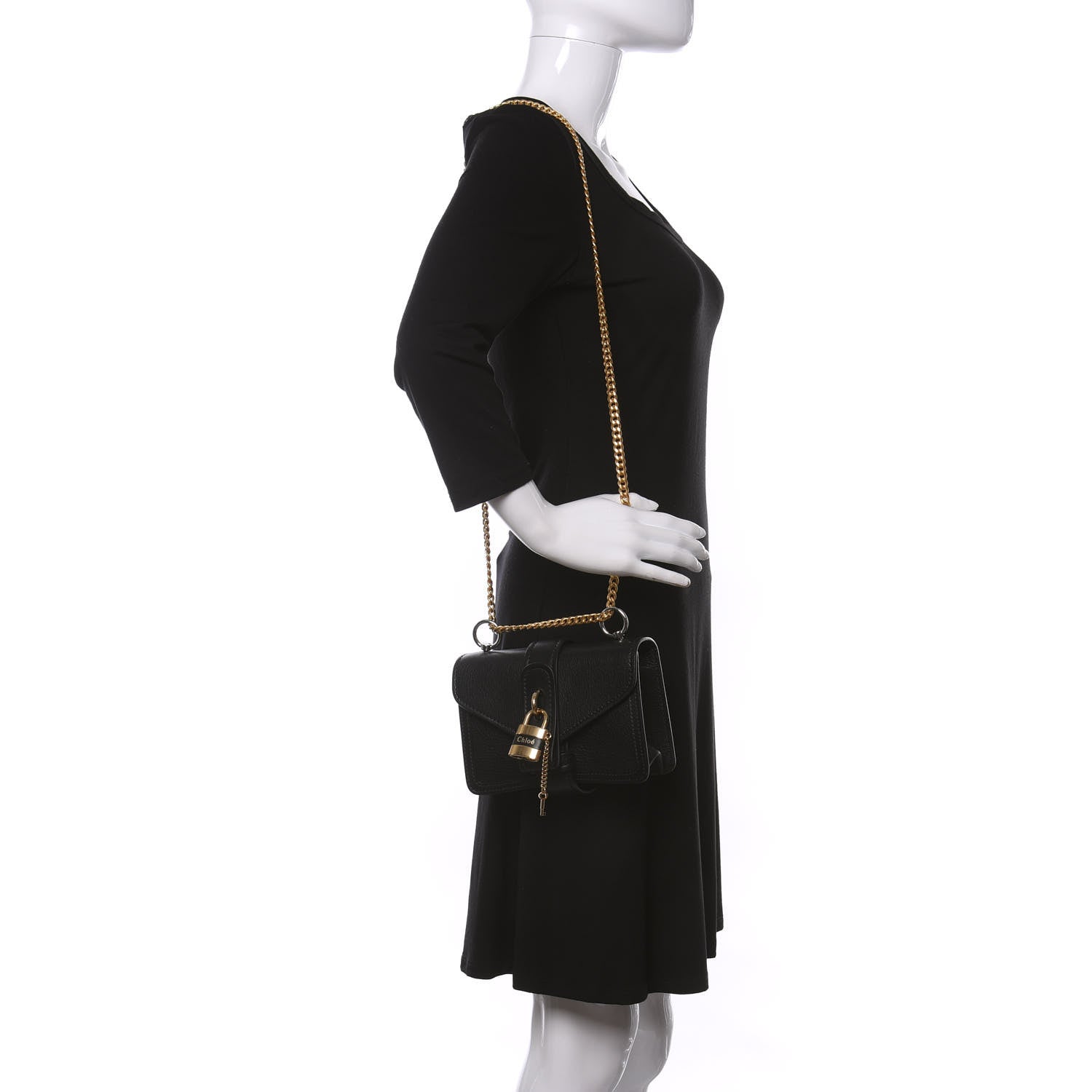 Chloe Shiny Goatskin Calfskin Mini Aby Chain Shoulder Bag Black 2 of 12