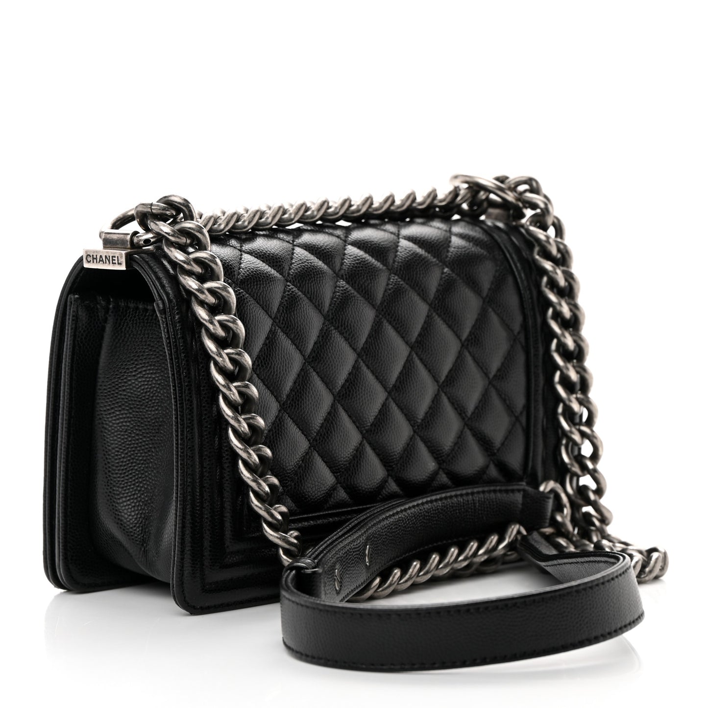 Caviar Quilted Small Boy Flap Black