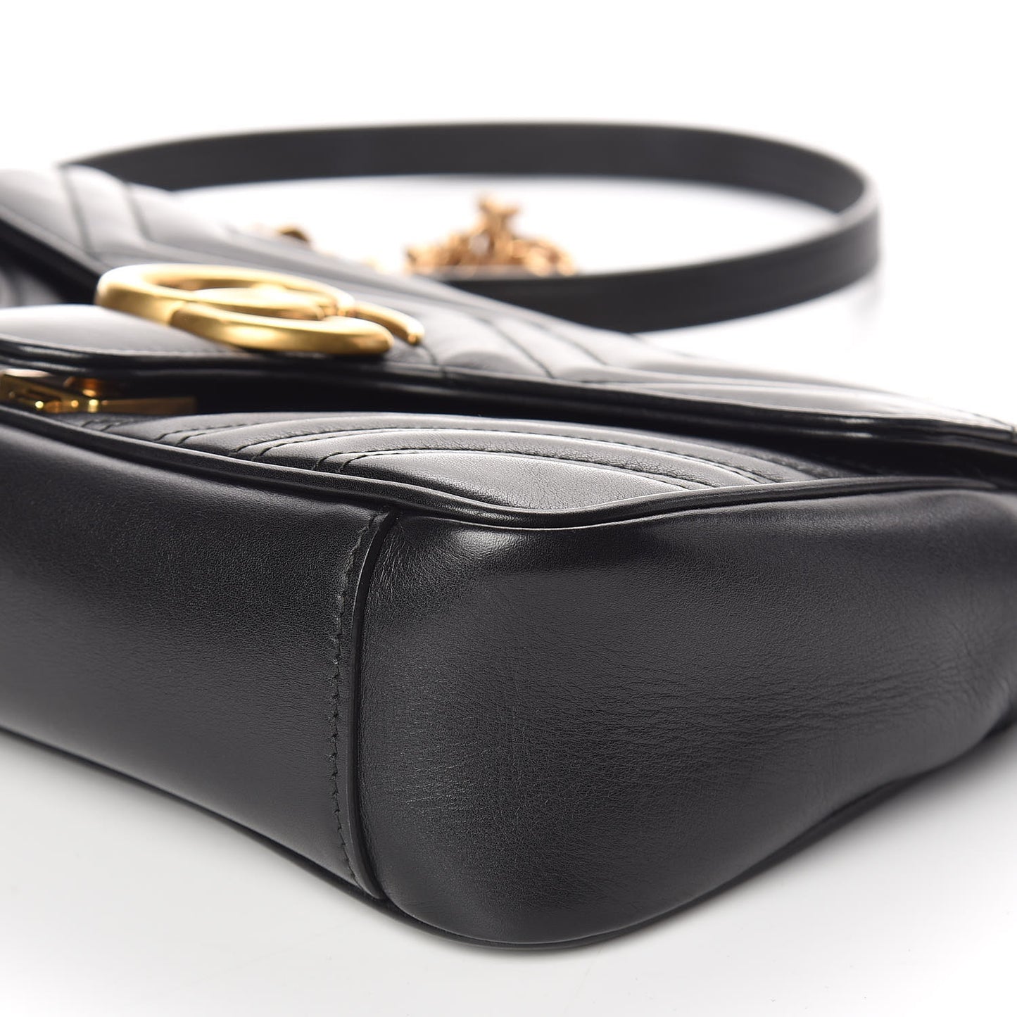 Calfskin Matelasse Small GG Marmont Shoulder Bag Black