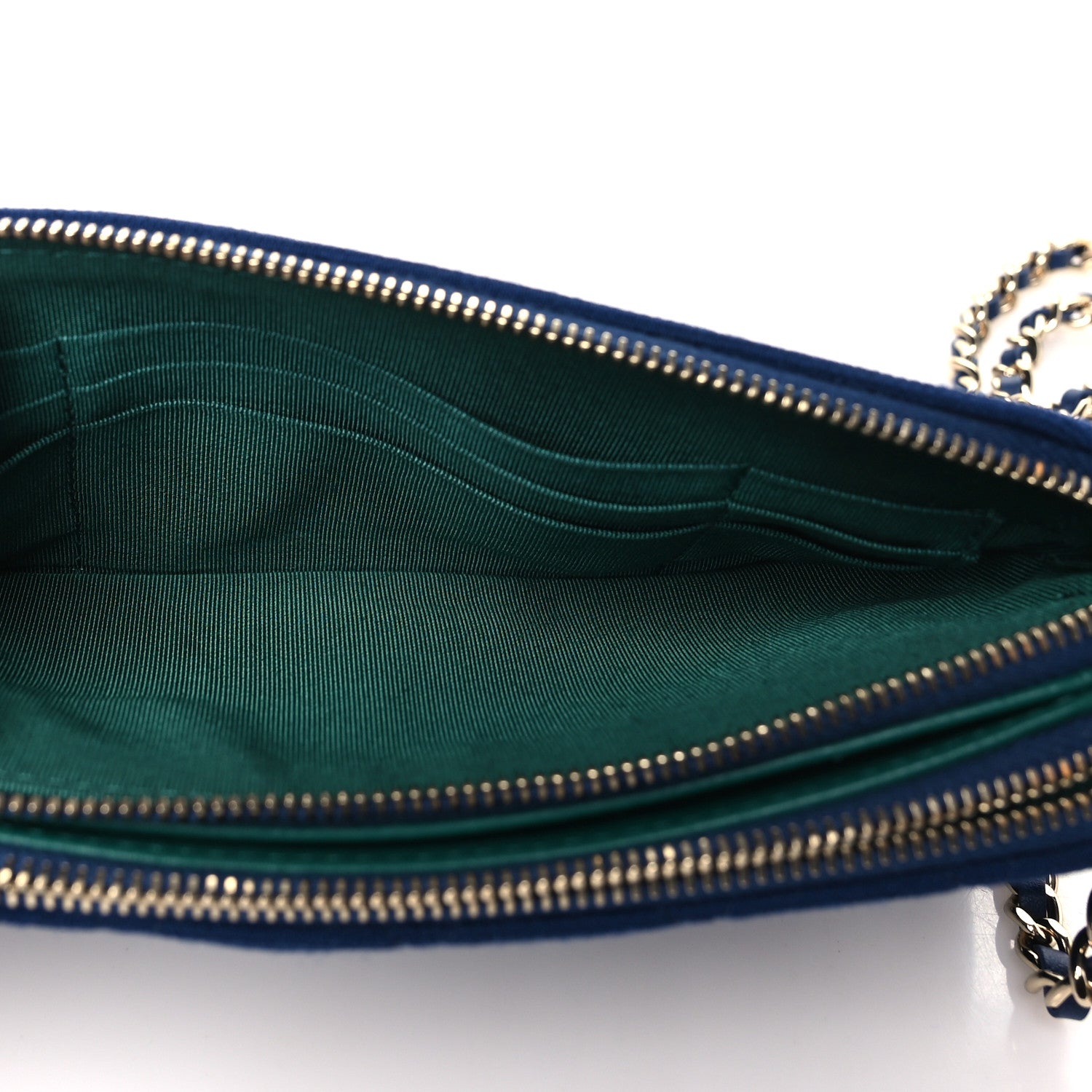 Chanel Jersey Quilted Small Clutch With Chain Navy 6 of 12
