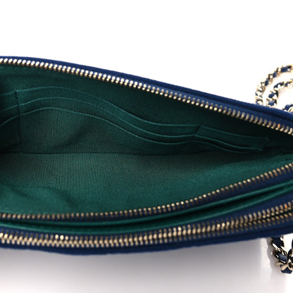 Chanel Jersey Quilted Small Clutch With Chain Navy 6 of 12