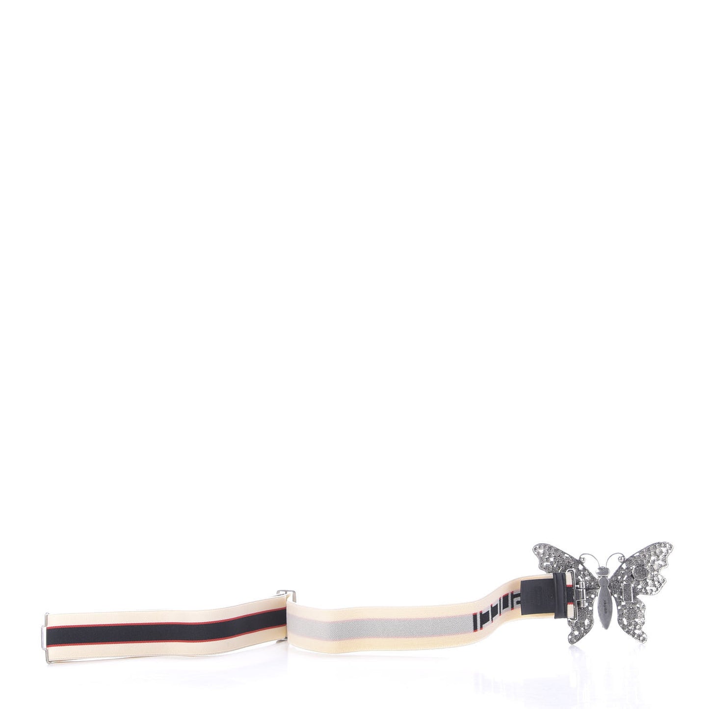 Jacquard Crystal Stripe Butterfly Belt 90 36 White