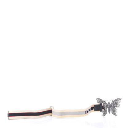 Gucci Jacquard Crystal Stripe Butterfly Belt 90 36 White 6 of 9