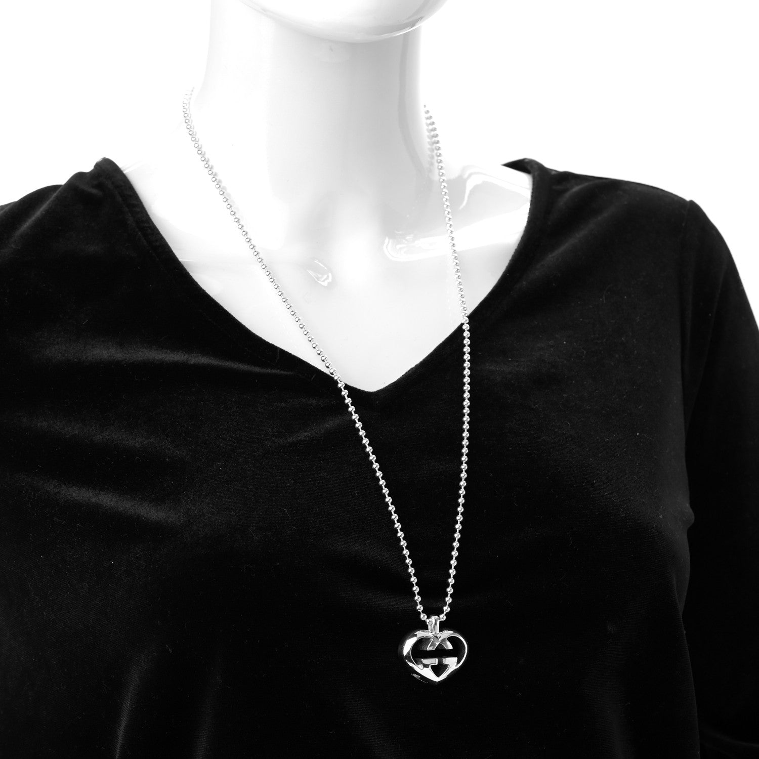 Gucci Sterling Silver Britt Heart Pendant Necklace 3 of 6