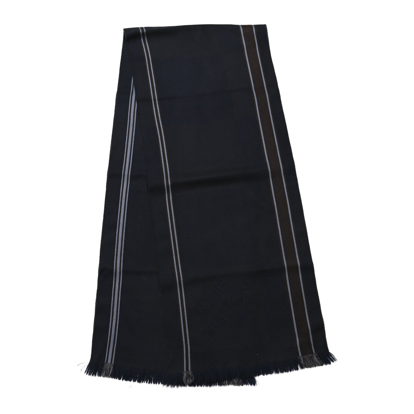 Wool Damier Geant Messager Scarf Navy