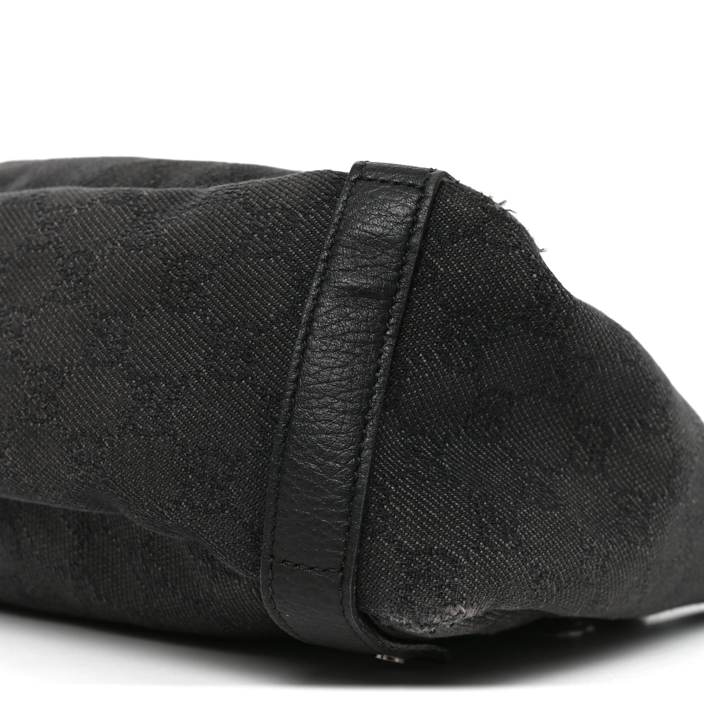 Monogram Denim Medium Abbey Shoulder Bag Black