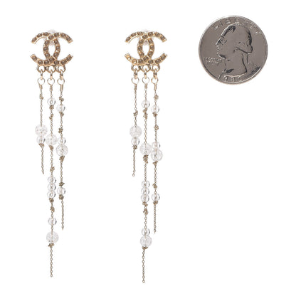 Chanel Bead CC Long Chain Drop Earrings Gold 2 of 5
