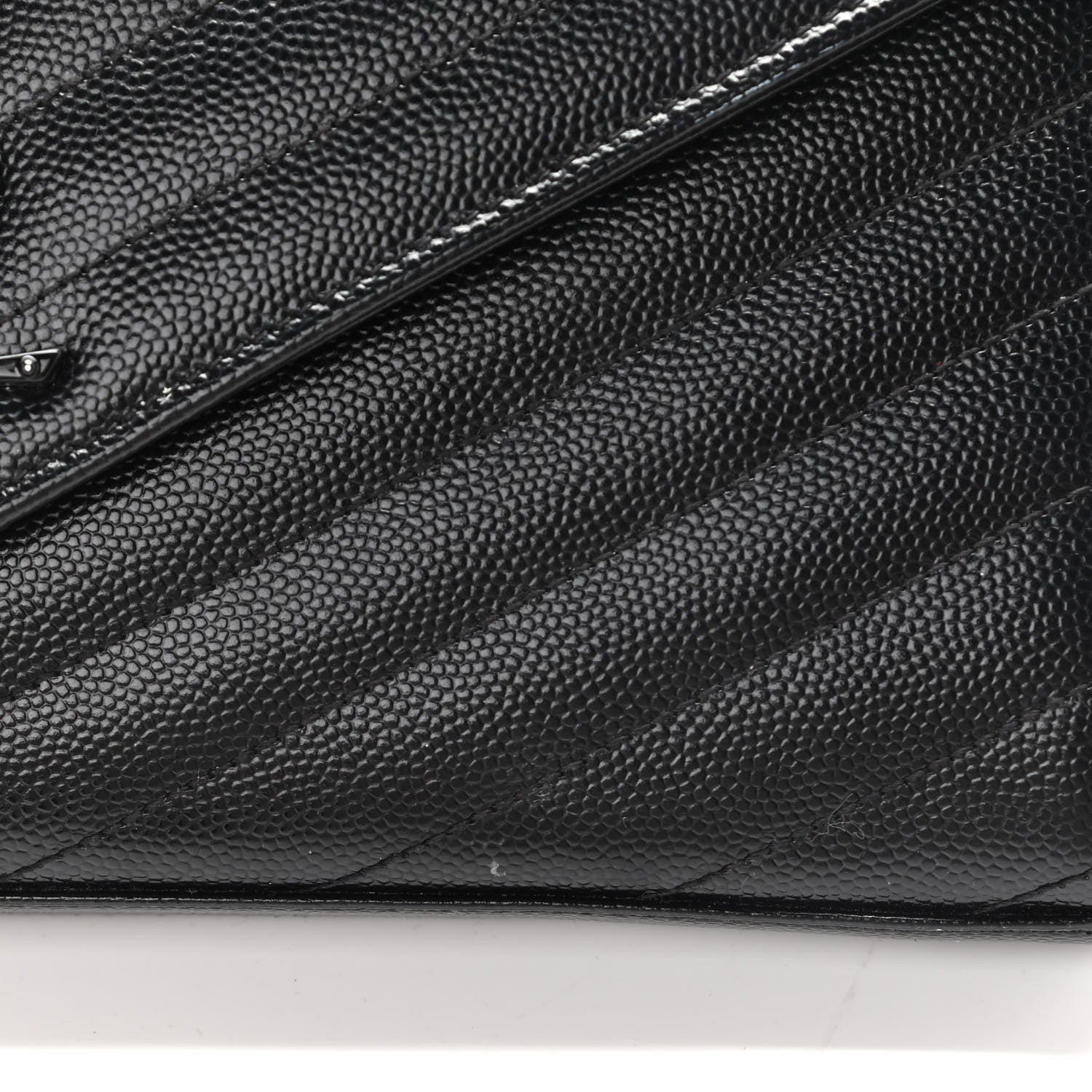 Saint Laurent Grain De Poudre Matelasse Chevron Monogram Chain Wallet Black 12 of 16