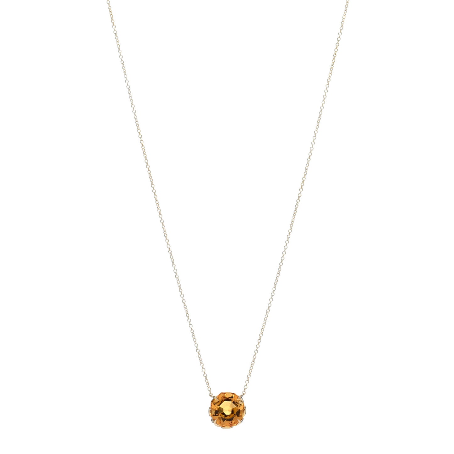 18K Yellow Gold Citrine Sparklers Round Pendant Necklace