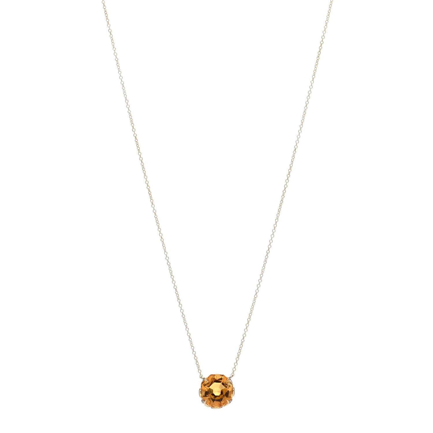 Tiffany 18K Yellow Gold Citrine Sparklers Round Pendant Necklace 1 of 4