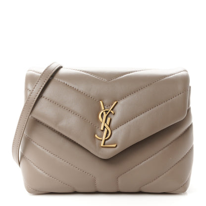 Saint Laurent Calfskin Y Quilted Monogram Toy Loulou Crossbody Bag Dark Beige 1 of 11