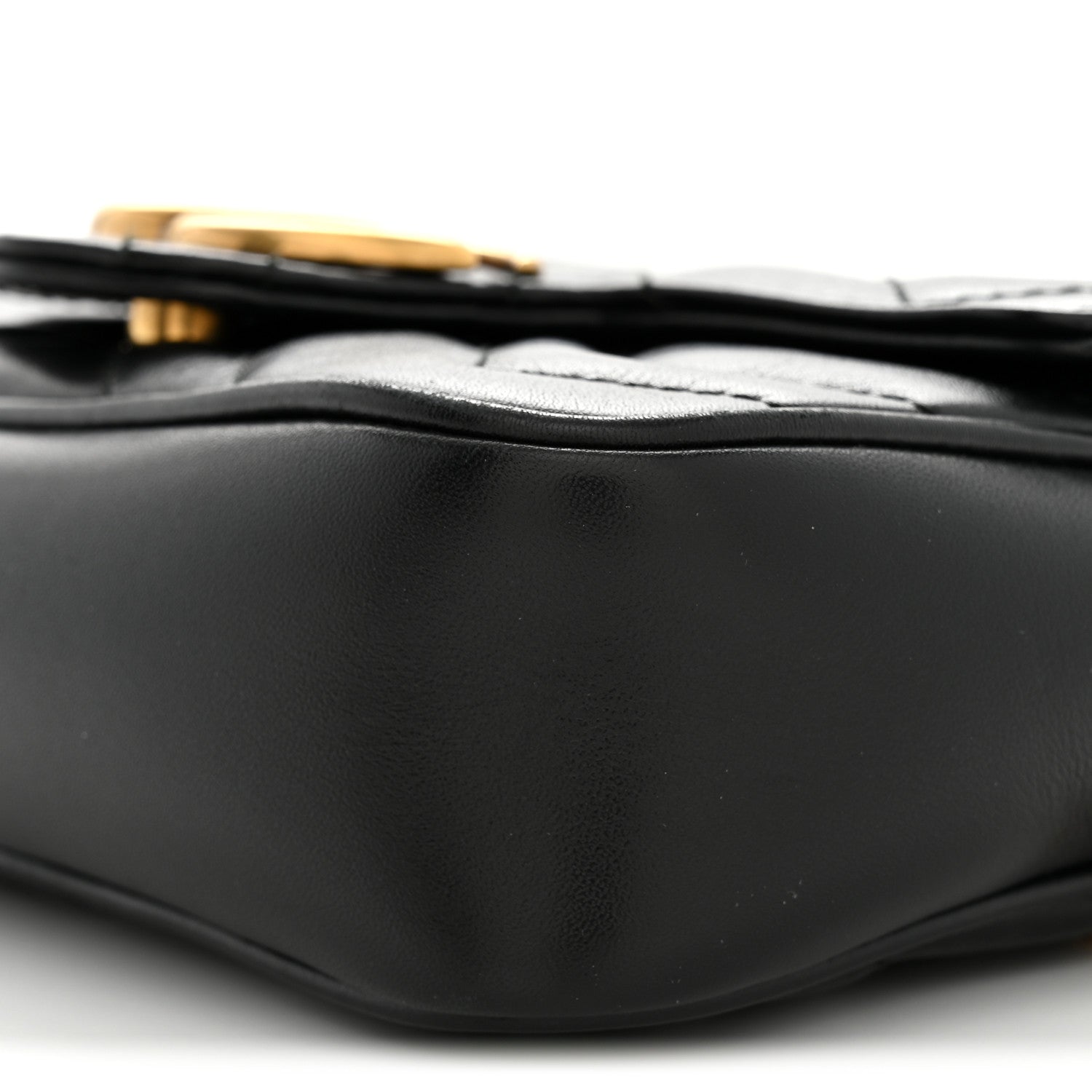 Gucci Calfskin Matelasse Super Mini GG Marmont Shoulder Bag Black 10 of 12