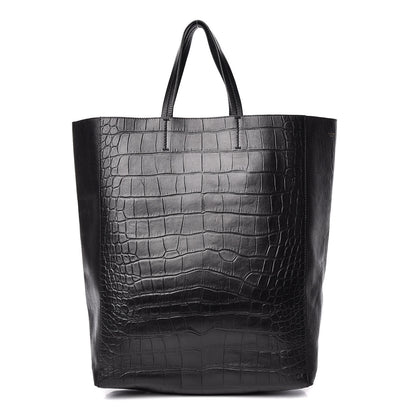Celine Lambskin Crocodile Embossed Vertical Cabas Black 1 of 14