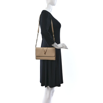 Versace Grainy Calfskin Virtus Chain Crossbody Beige 2 of 12