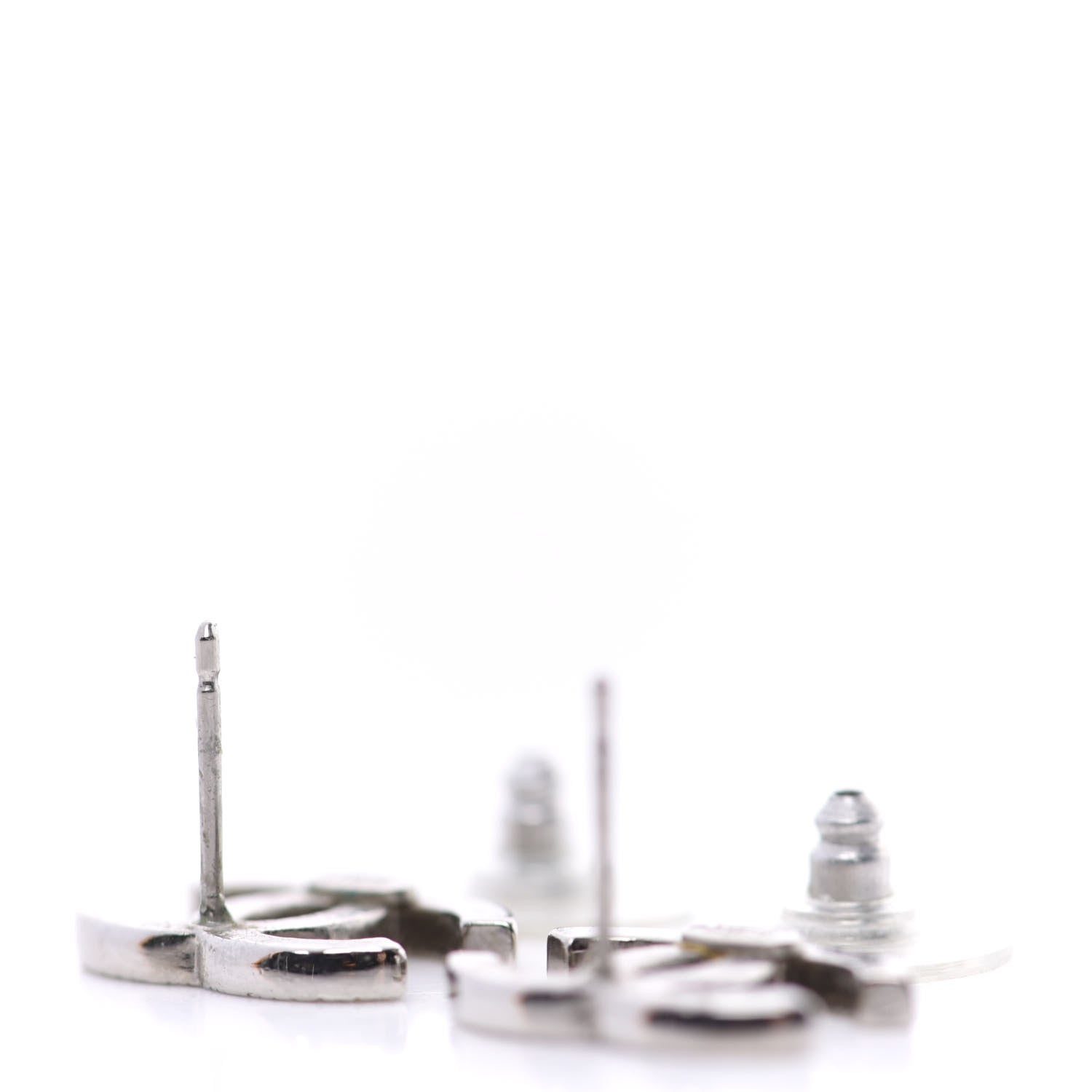 Chanel Crystal CC Earrings Silver 3 of 4